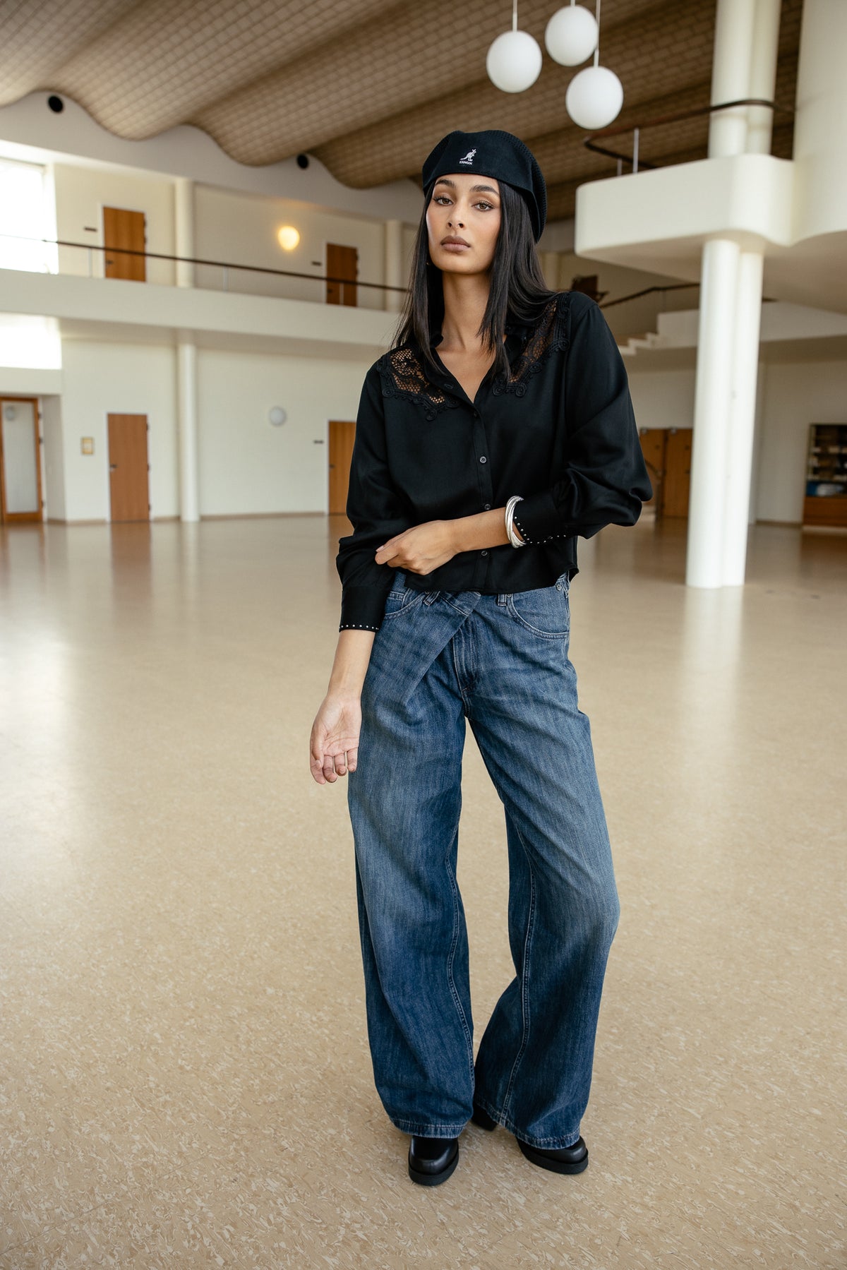 

Jeans mit weitem Schnitt und Drapierung  Damen Phina rally dark | Freeman T. Porter