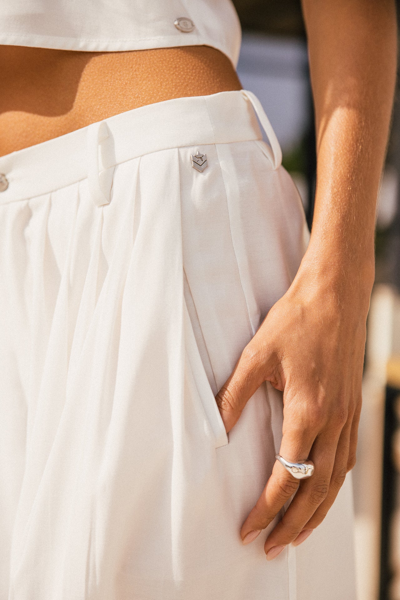 

Pantalon large fluide plisé Femme Drew Latino bright white | Freeman T. Porter