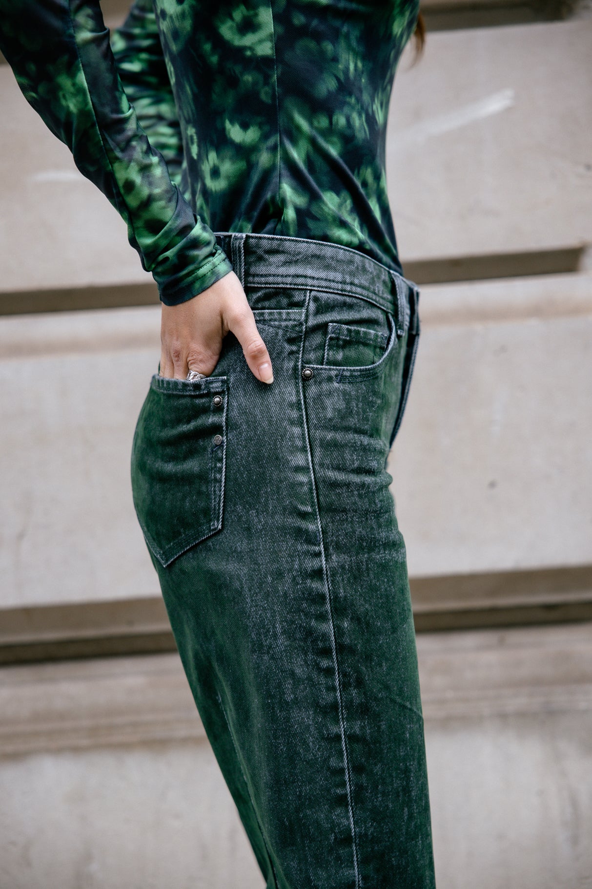 jeans floqué velours