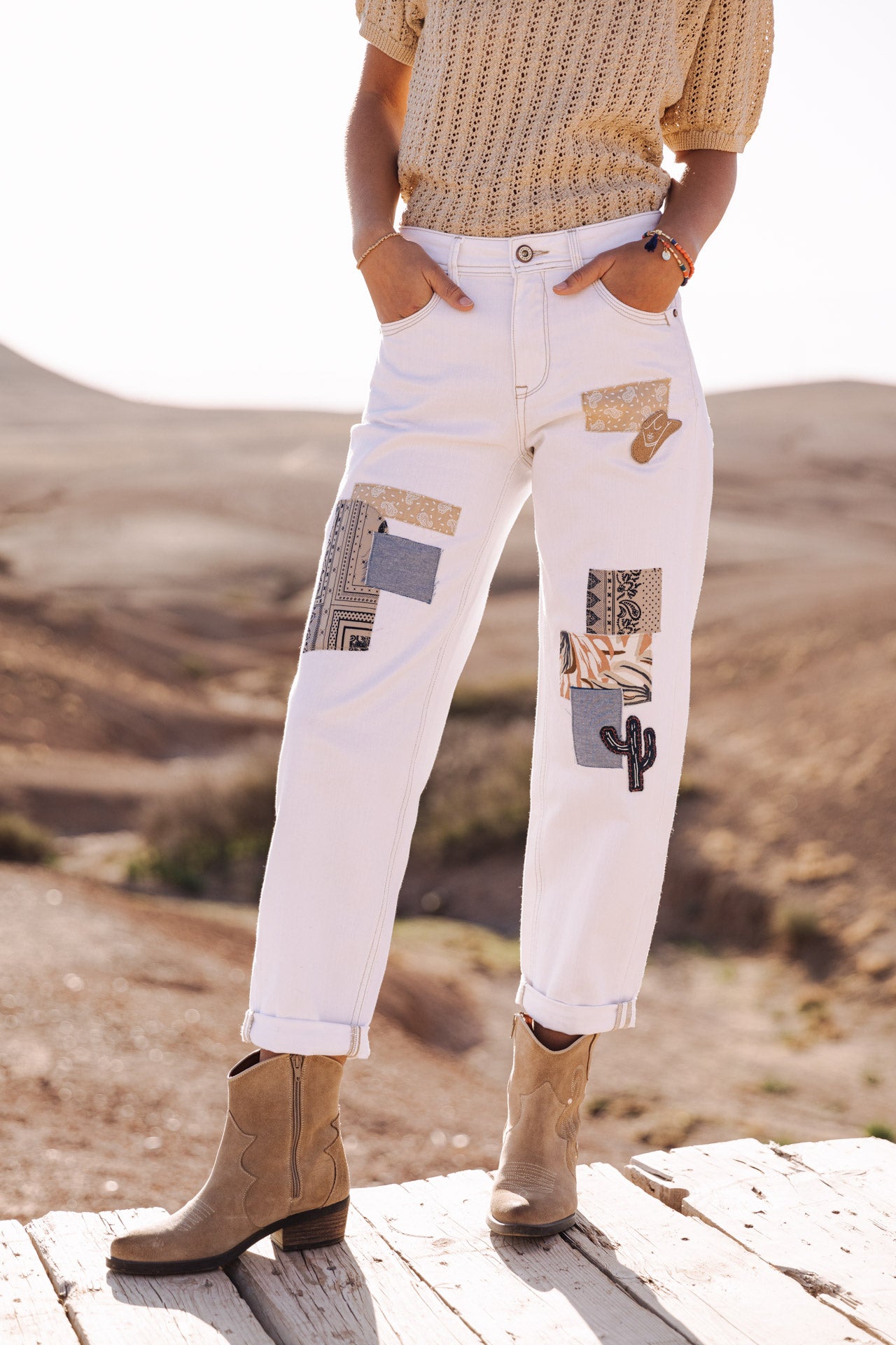 

Pantalon boyfriend Woman Maeva Andalousia off white | Freeman T. Porter