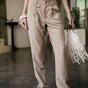 

Gerade geschnittene, gestreifte High-Waist-Hose mit Falten Damen Alba Looney cobblestone | Freeman T. Porter