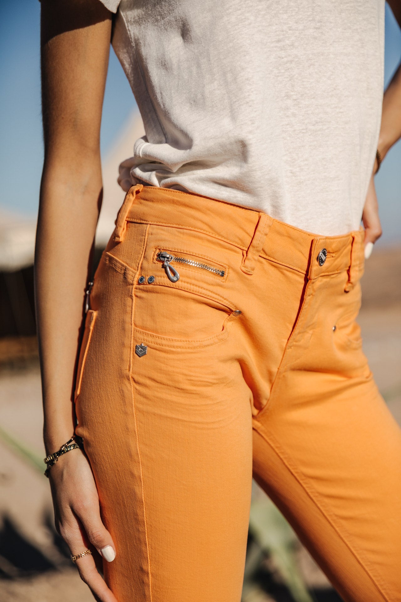 

Pantalon super slim 7/8 Femme Alexa Cropped New Magic Color tangerine tango | Freeman T. Porter