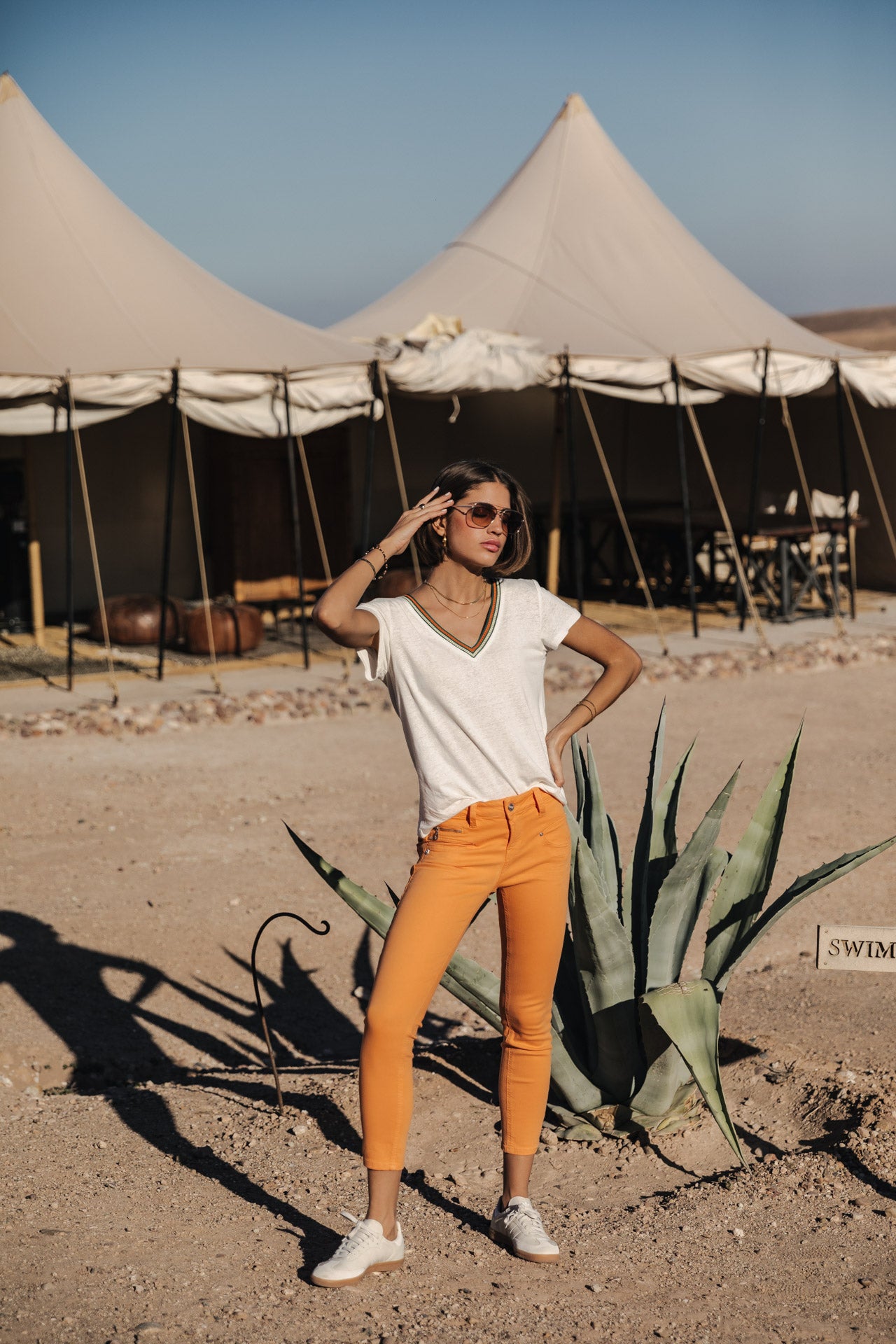 

Pantalon super slim 7/8 Femme Alexa Cropped New Magic Color tangerine tango | Freeman T. Porter