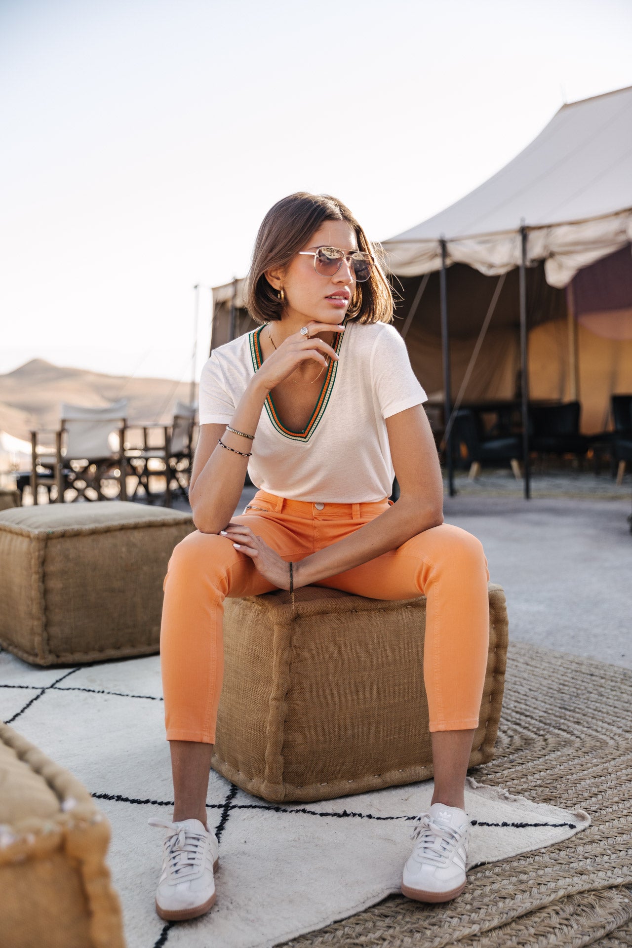 

Pantalon super slim 7/8 Femme Alexa Cropped New Magic Color tangerine tango | Freeman T. Porter