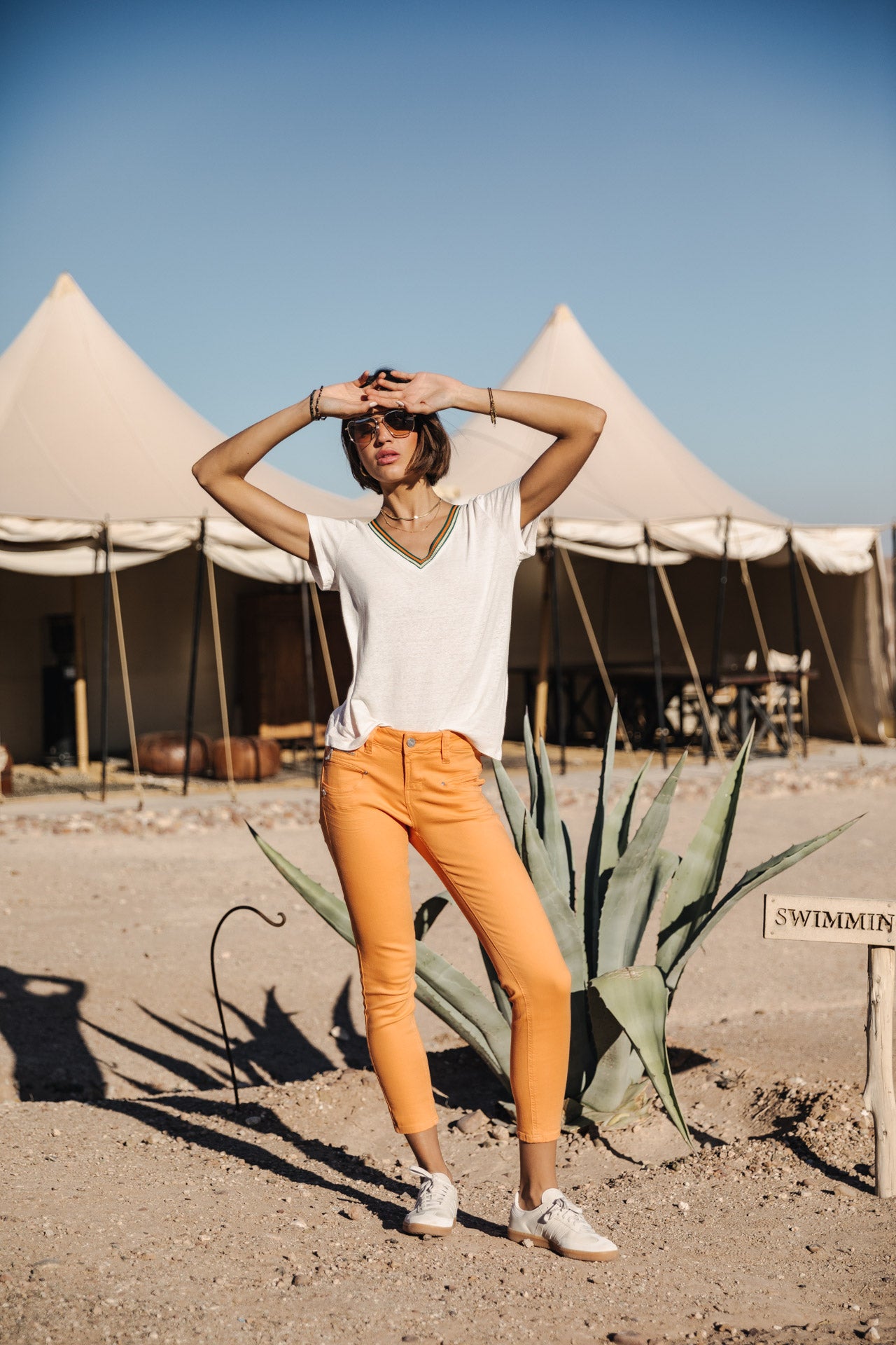 

Pantalon super slim 7/8 Femme Alexa Cropped New Magic Color tangerine tango | Freeman T. Porter