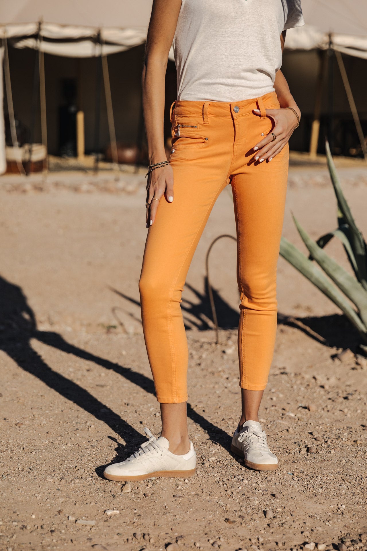 

Pantalon super slim 7/8 Femme Alexa Cropped New Magic Color tangerine tango | Freeman T. Porter