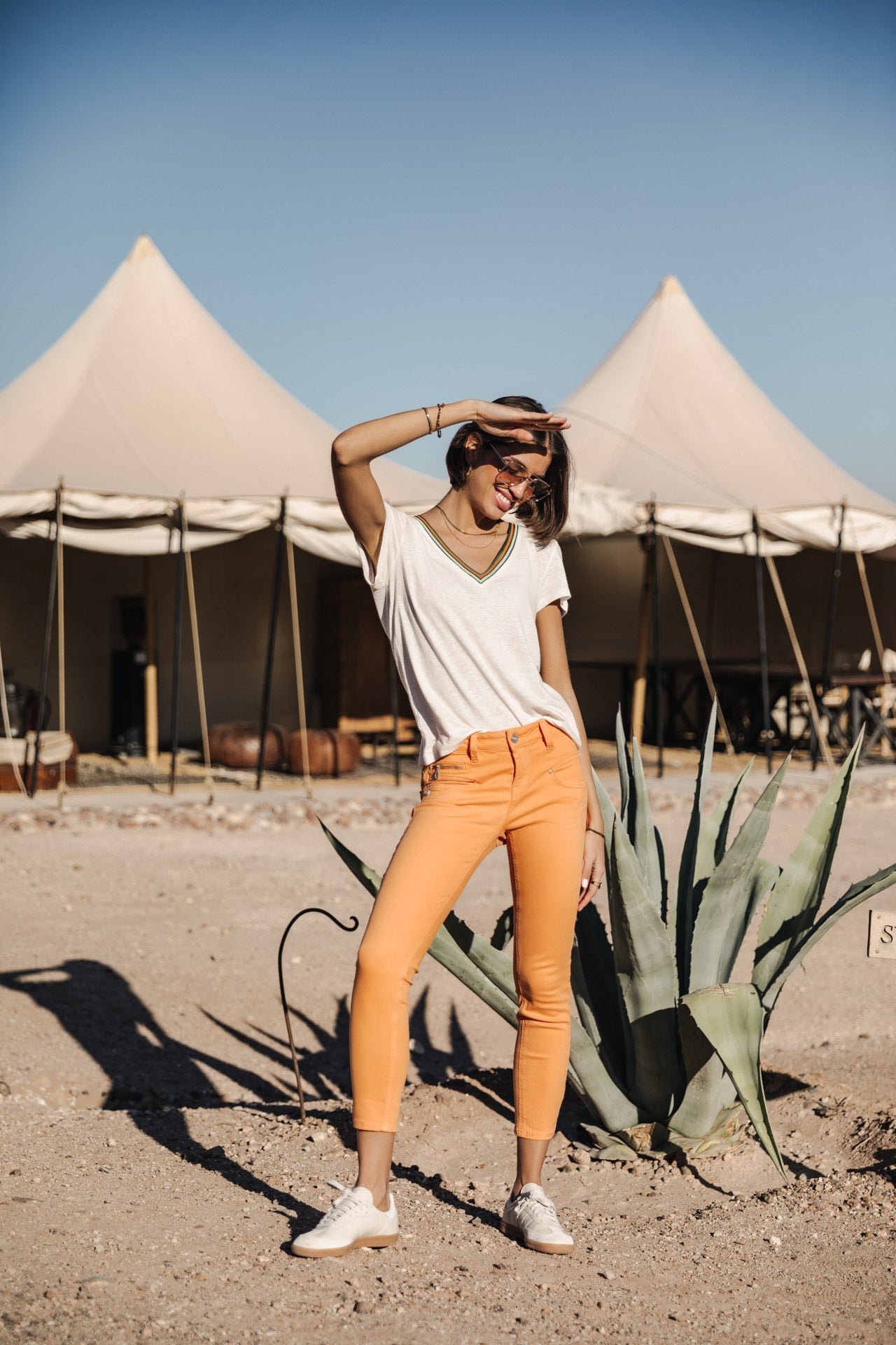 

Pantalon super slim 7/8 Femme Alexa Cropped New Magic Color tangerine tango | Freeman T. Porter