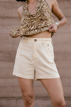 

Short City Mujer Flavie Plain Linen macadamia | Freeman T. Porter