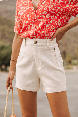 

Short en lin Femme Flavie Plain Linen simply taupe | Freeman T. Porter