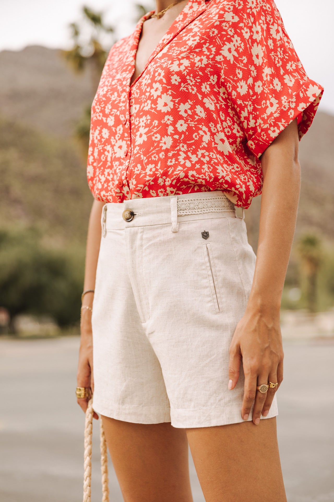

Linen shorts Woman Flavie simply taupe | Freeman T. Porter