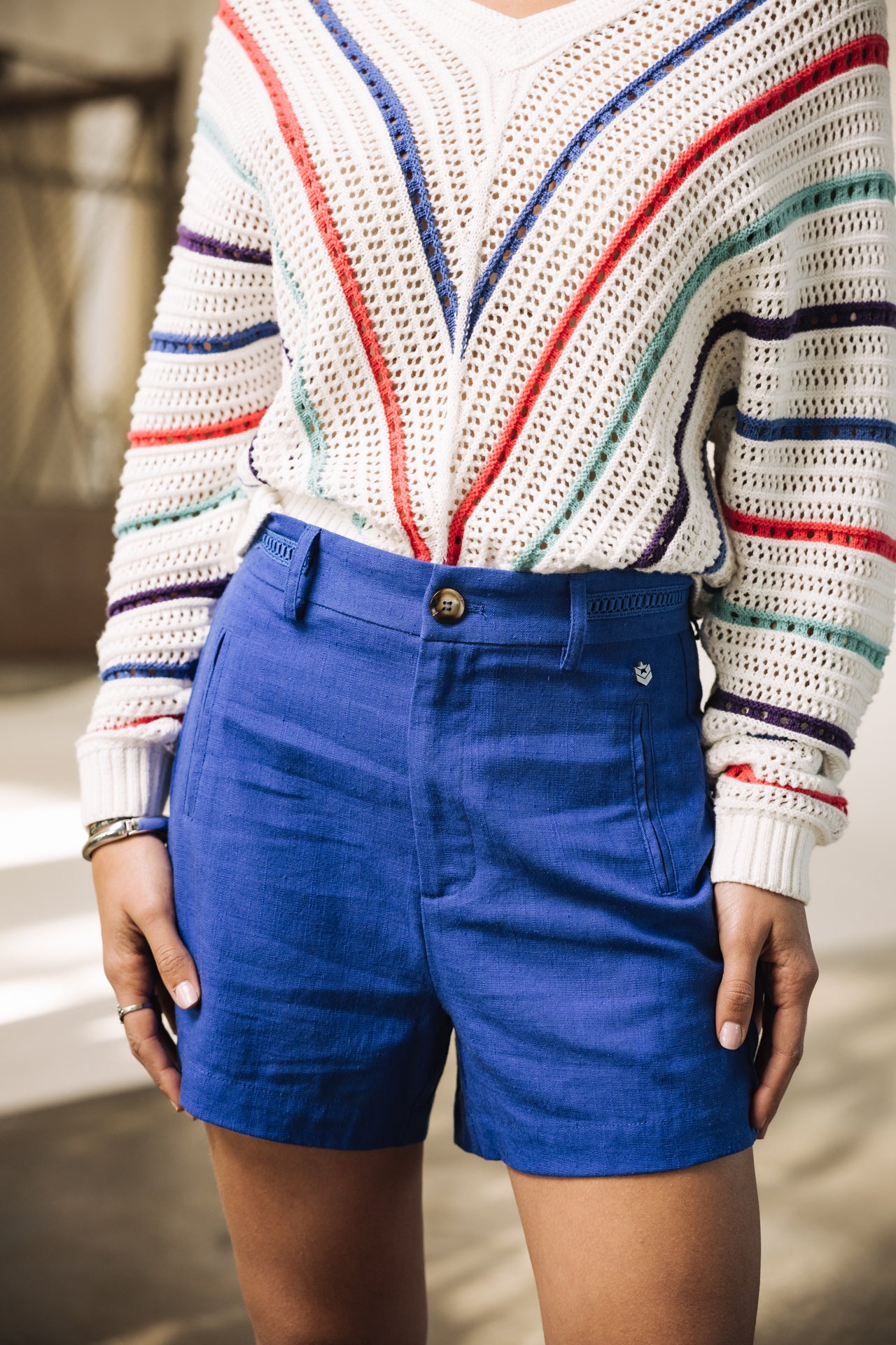 freeman t. porter Flavie Plain Linen Short en lin Femme dazzling blue