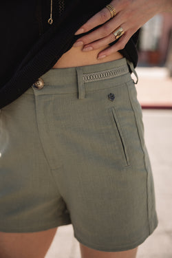

Short en lin Femme Flavie Plain Linen deep lichen green | Freeman T. Porter