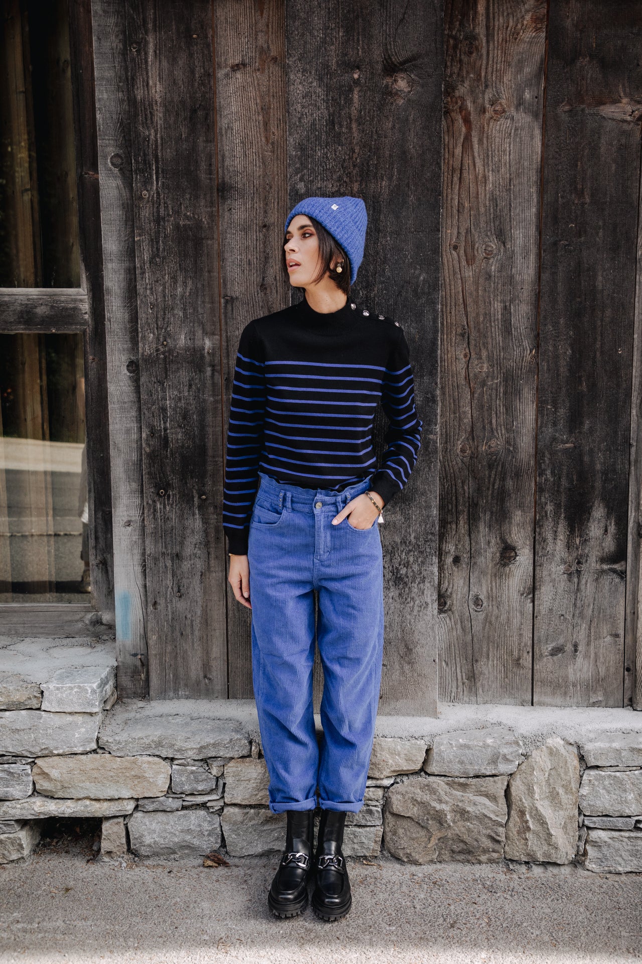 
              

Pantalon velours taille haute Femme Lara Veluto mazarine blue | Freeman T. Porter
            