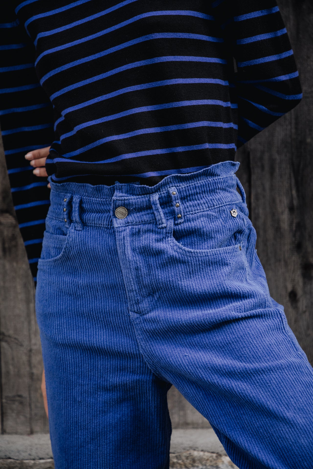 

Pantalon velours taille haute Femme Lara Veluto mazarine blue | Freeman T. Porter