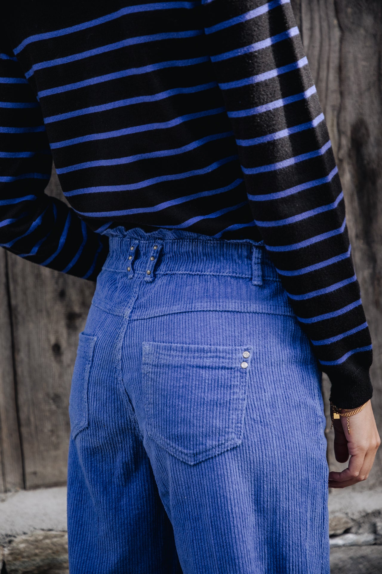 

Pantalon velours taille haute Femme Lara Veluto mazarine blue | Freeman T. Porter