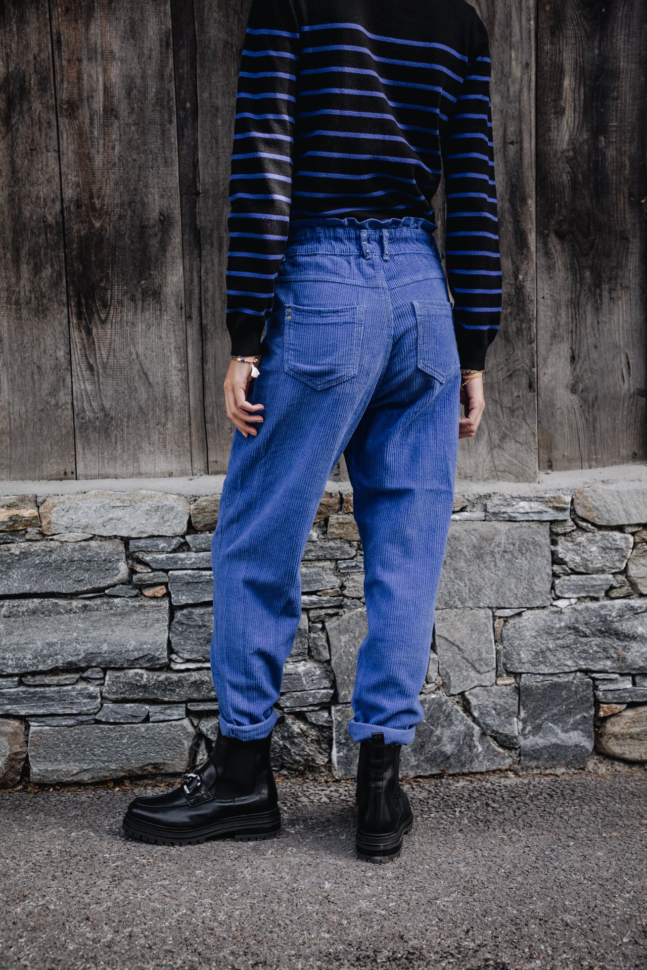 

Pantalon velours taille haute Femme Lara Veluto mazarine blue | Freeman T. Porter