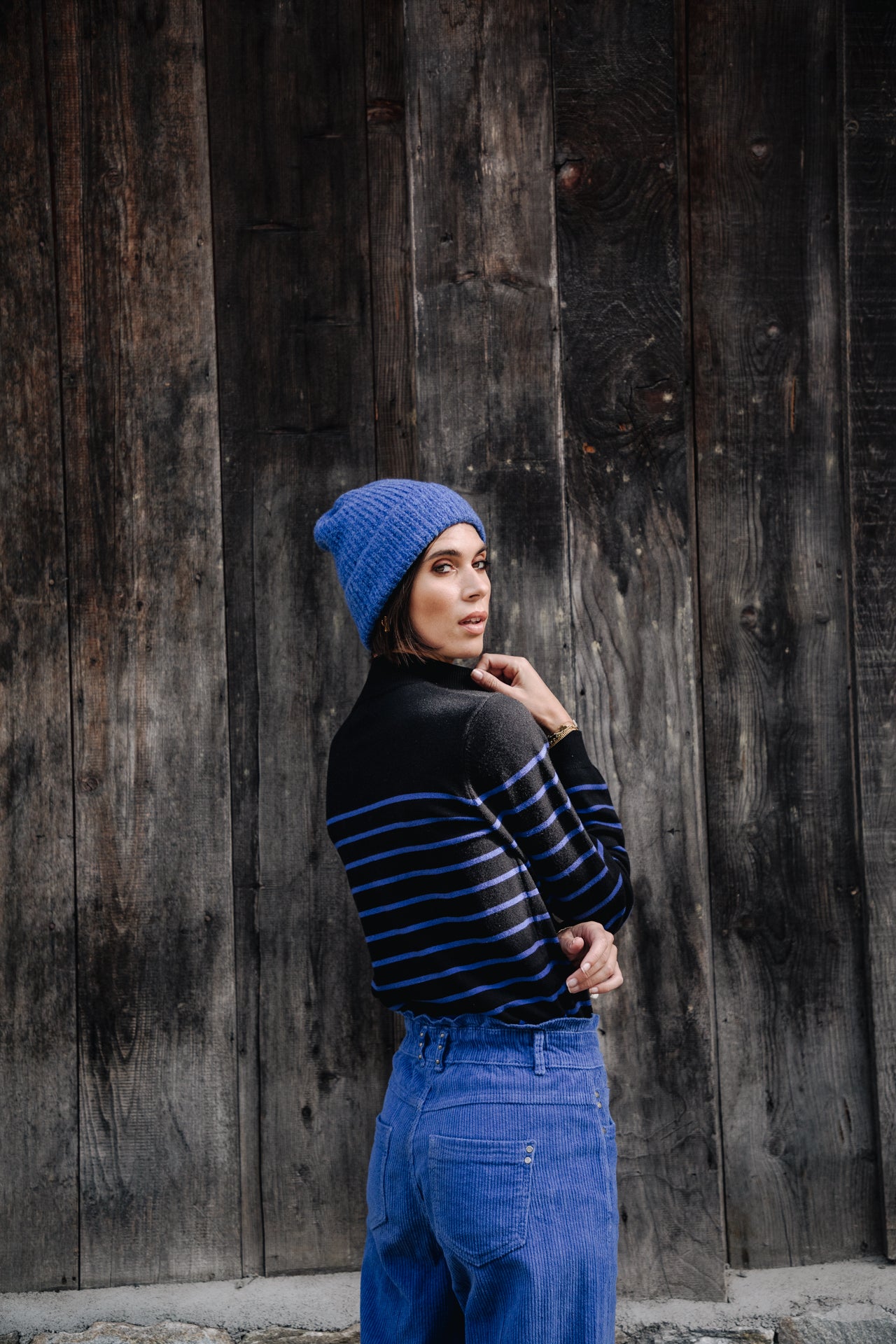 

Pantalon velours taille haute Femme Lara Veluto mazarine blue | Freeman T. Porter