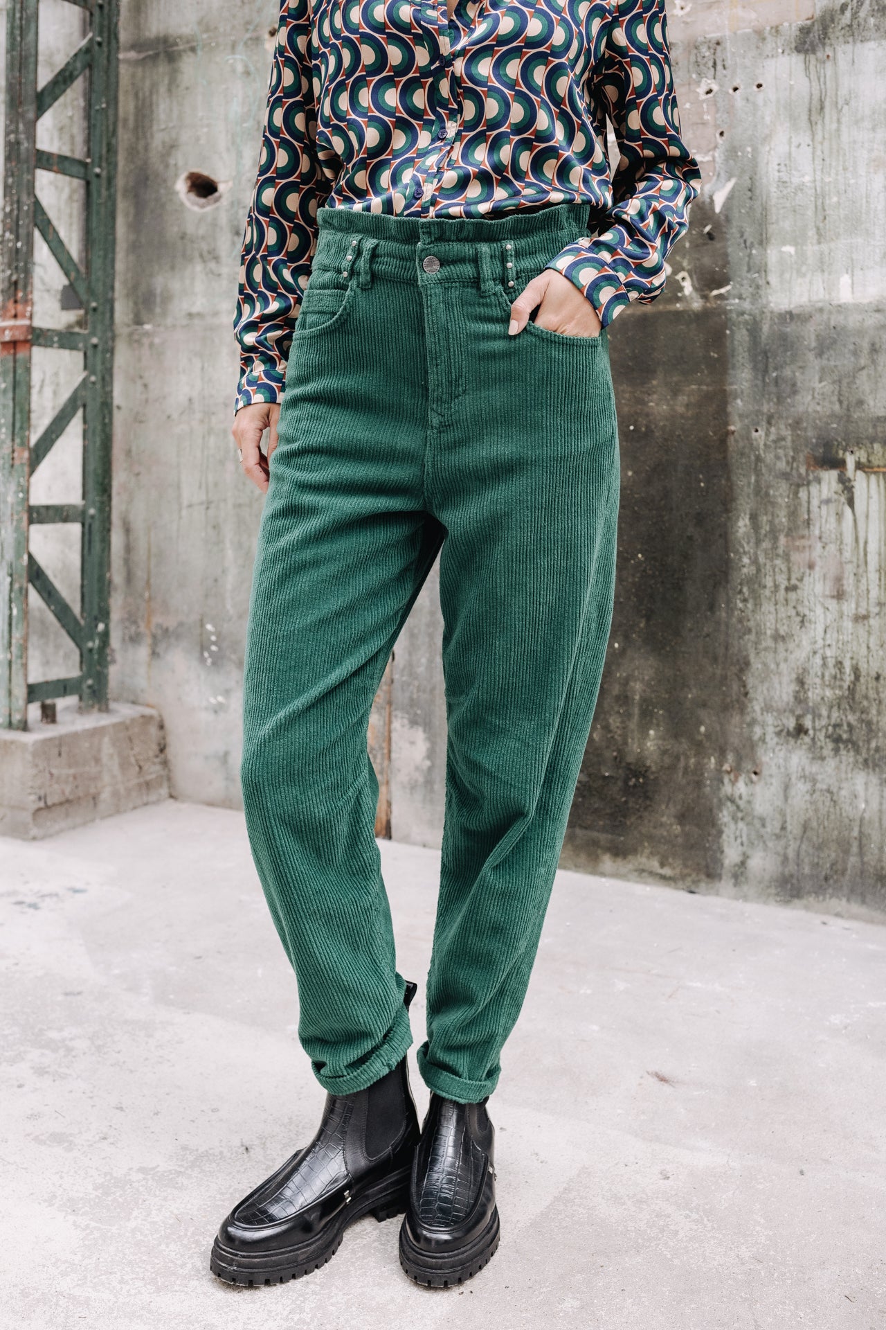 

Pantalon velours taille haute Femme Lara Veluto evergreen | Freeman T. Porter
