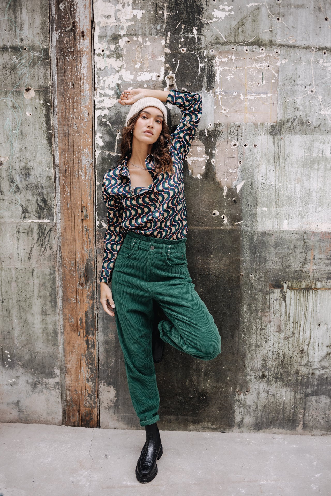 

Pantalon velours taille haute Femme Lara Veluto evergreen | Freeman T. Porter