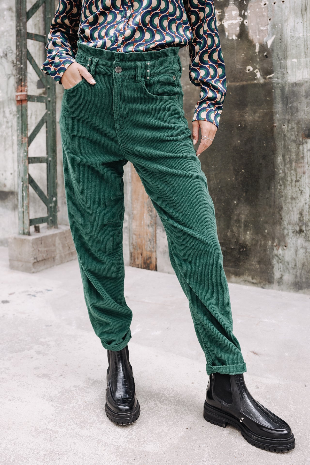 

Pantalon velours taille haute Femme Lara Veluto evergreen | Freeman T. Porter