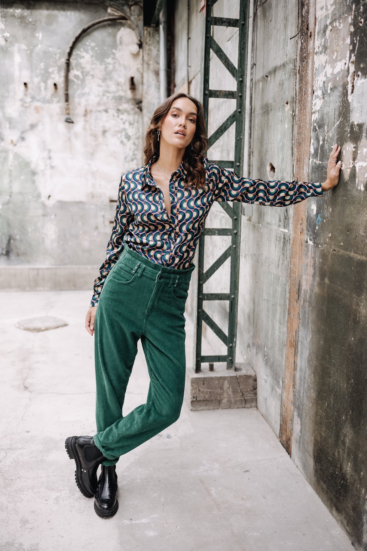 

Pantalon velours taille haute Femme Lara Veluto evergreen | Freeman T. Porter
