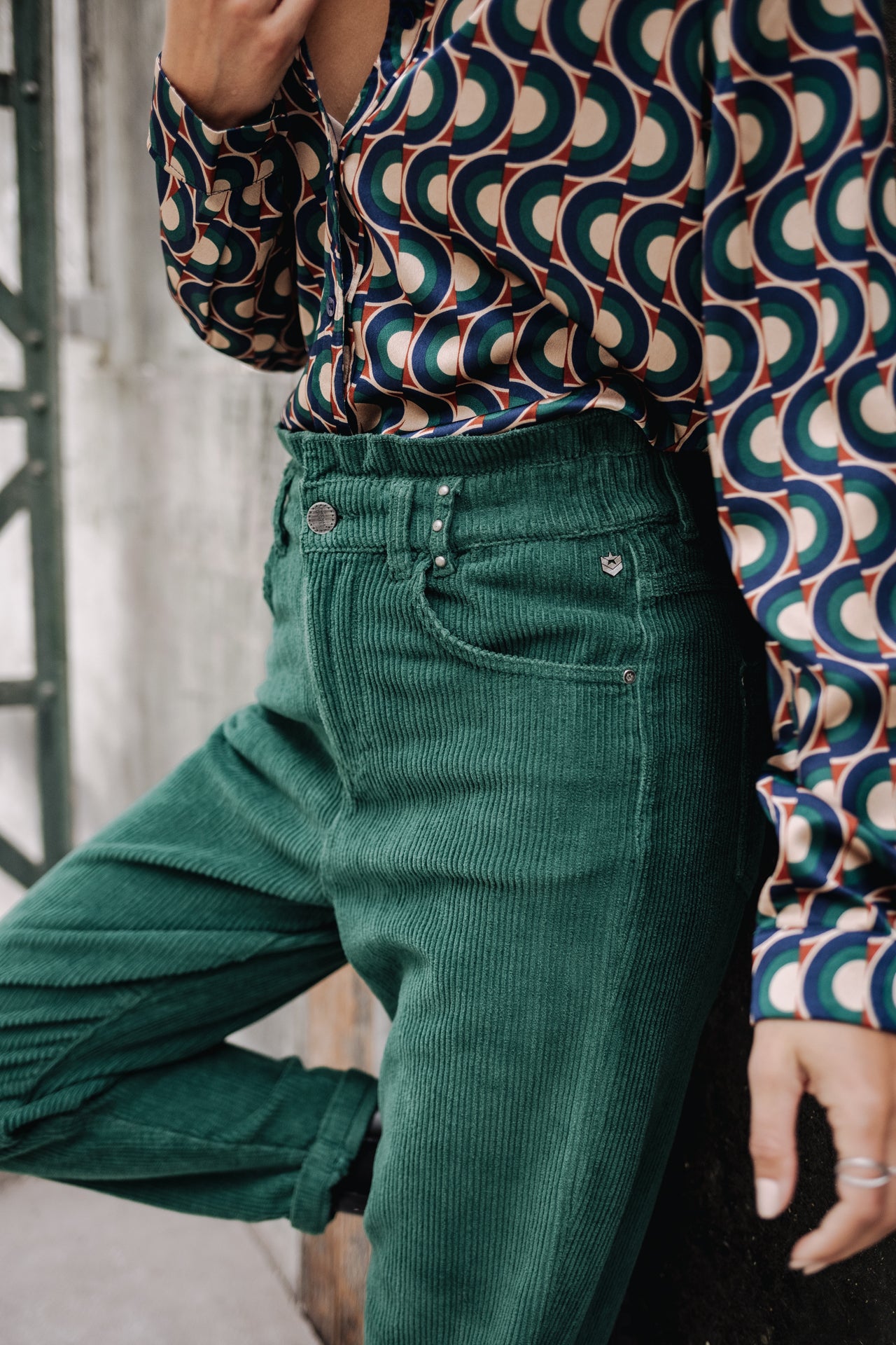 

Pantalon velours taille haute Femme Lara Veluto evergreen | Freeman T. Porter