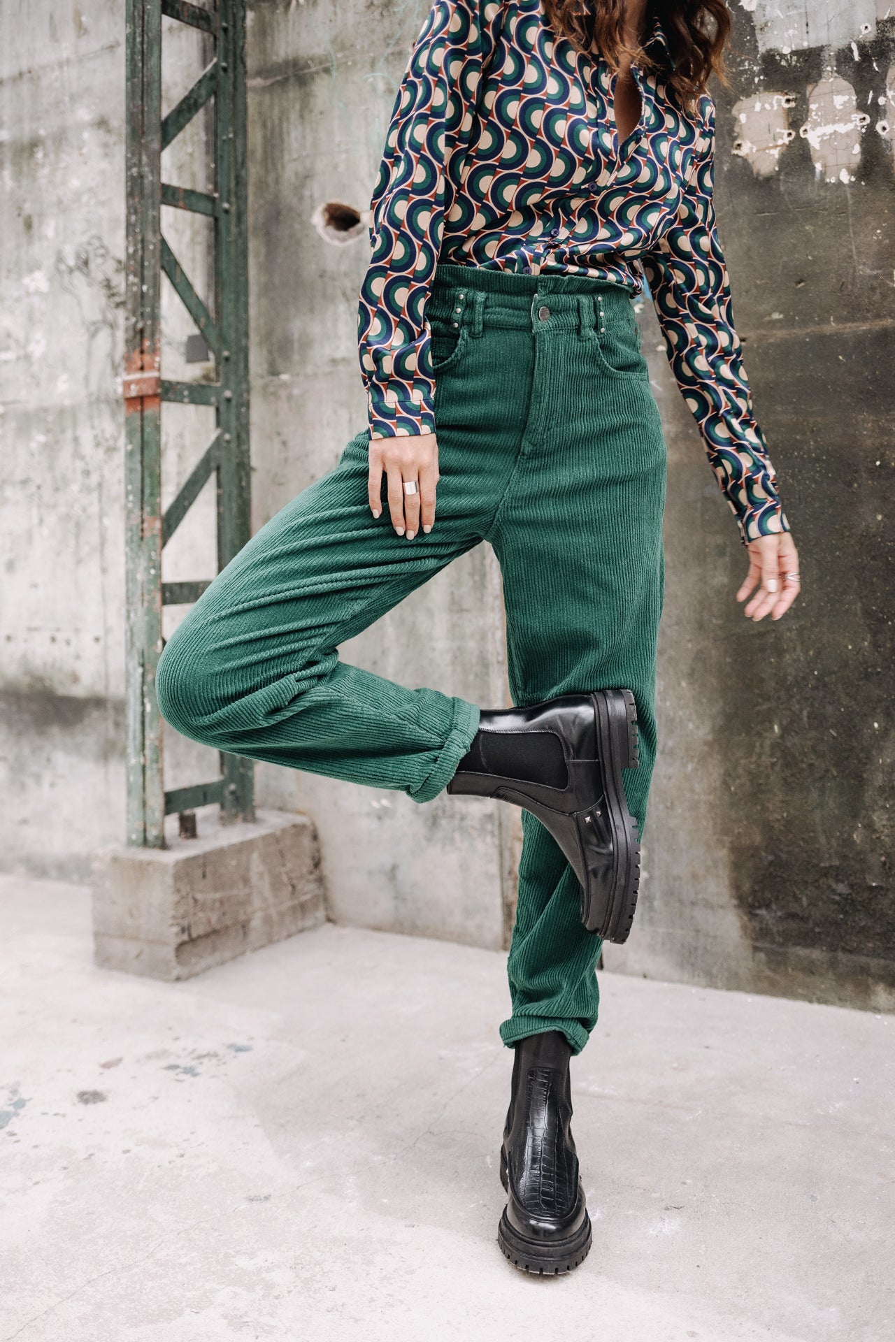 

Pantalon velours taille haute Femme Lara Veluto evergreen | Freeman T. Porter