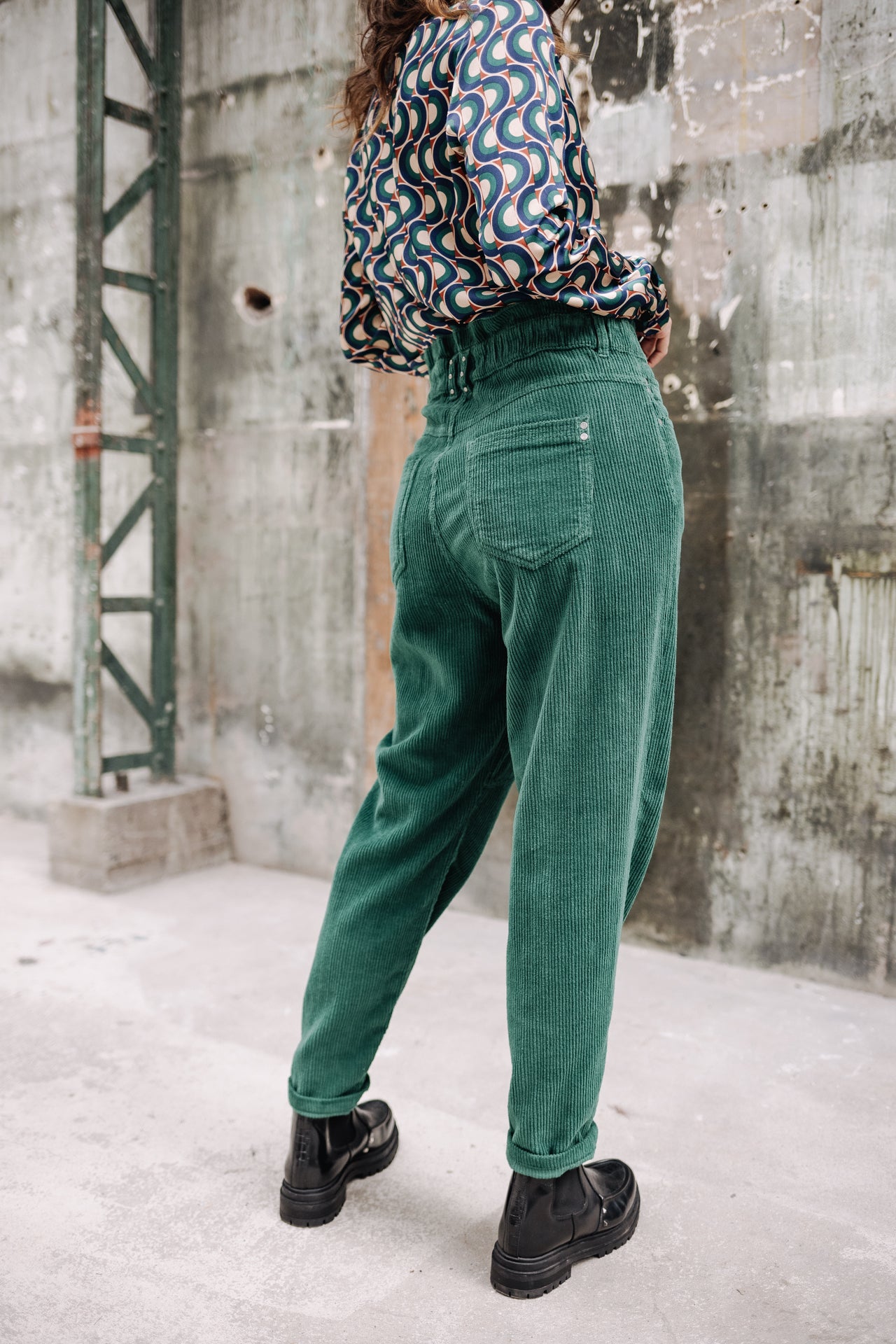 

Pantalon velours taille haute Femme Lara Veluto evergreen | Freeman T. Porter