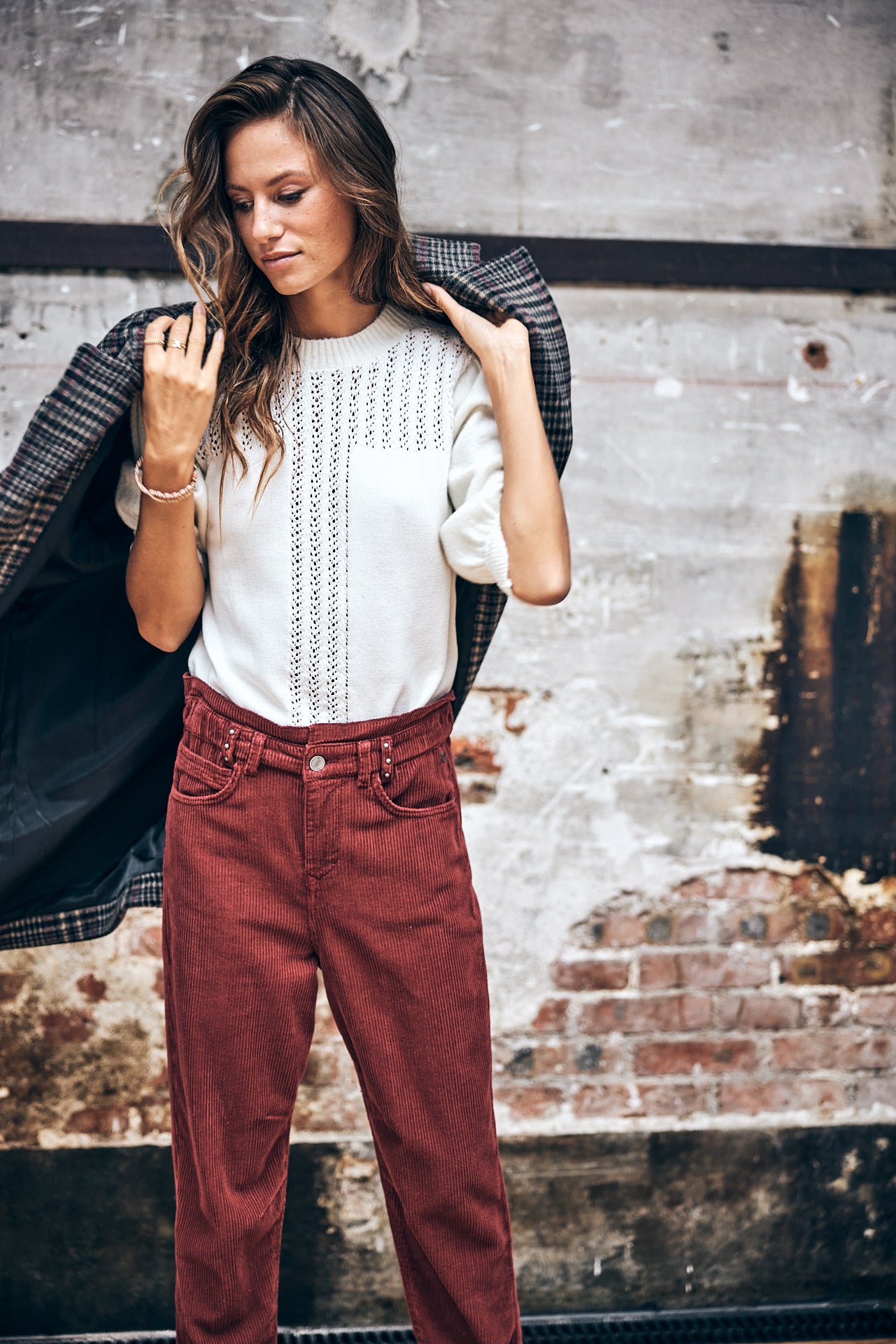 

Pantalon velours taille haute Femme Lara Veluto cabernet | Freeman T. Porter