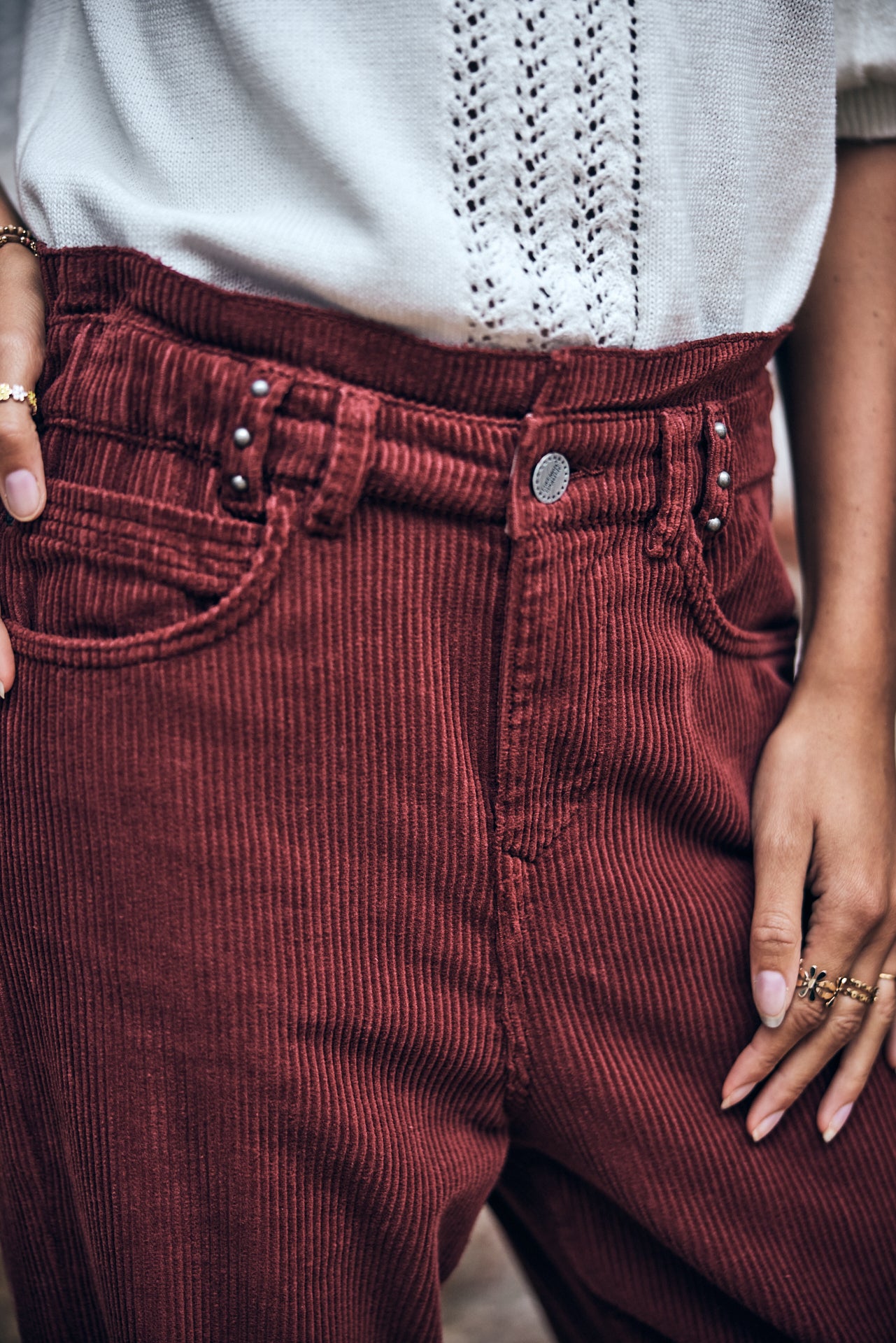 

Pantalon velours taille haute Femme Lara Veluto cabernet | Freeman T. Porter