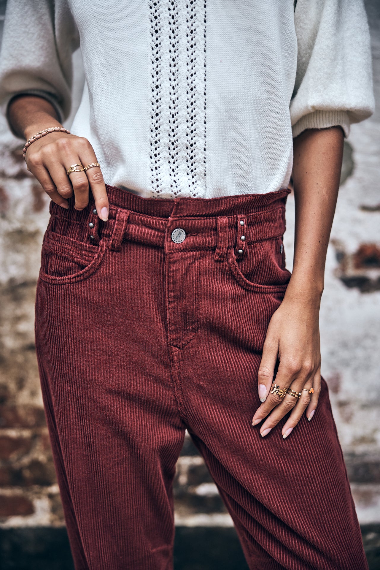 

Pantalon velours taille haute Femme Lara Veluto cabernet | Freeman T. Porter