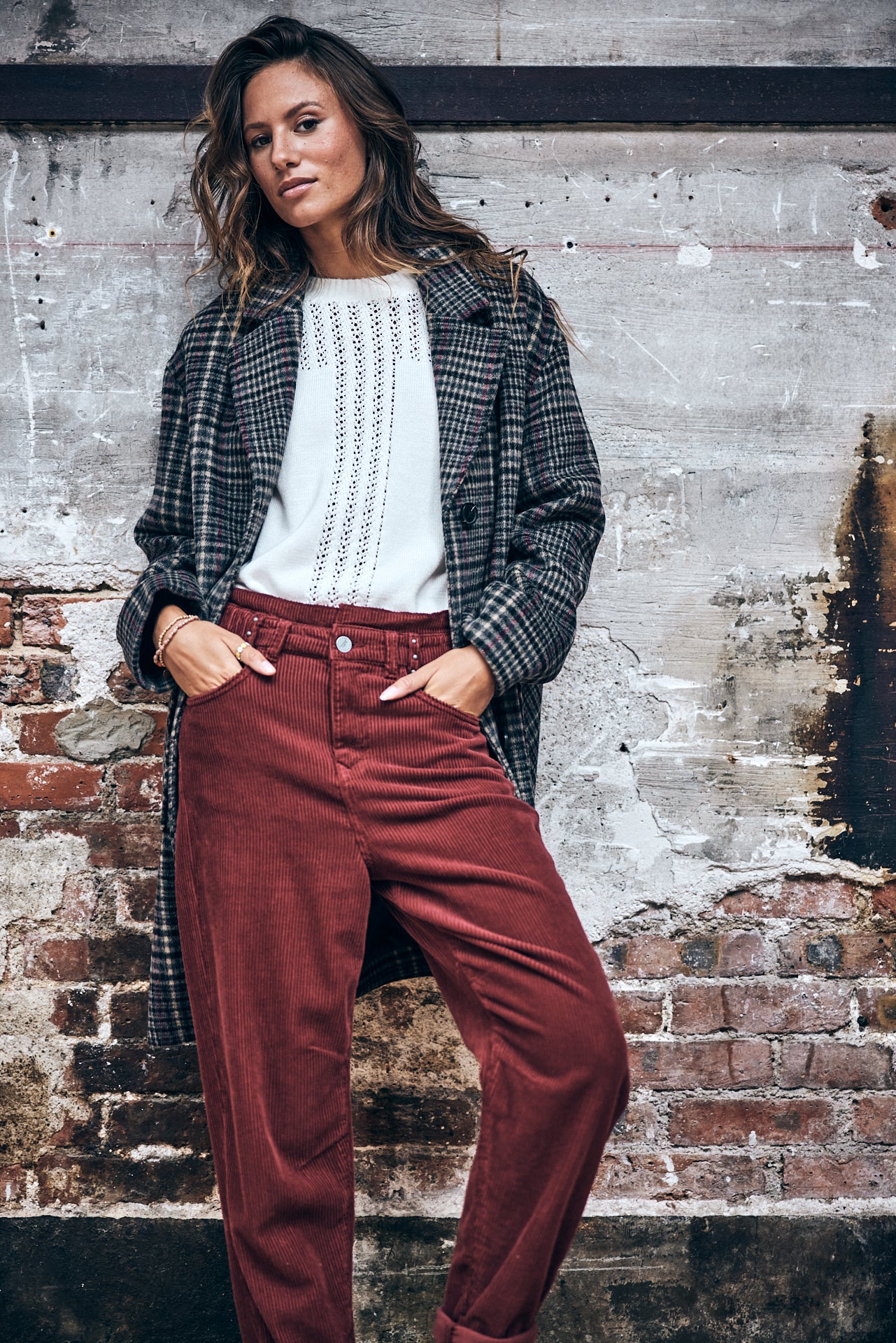 

Pantalon velours taille haute Femme Lara Veluto cabernet | Freeman T. Porter