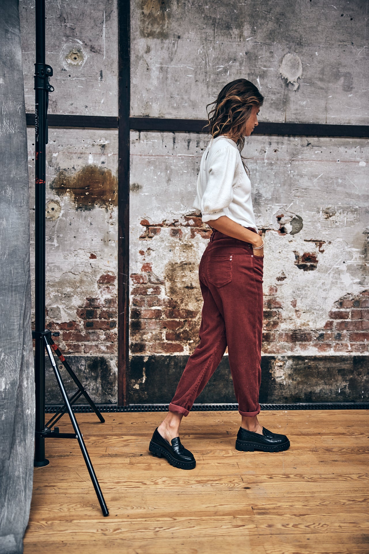 

Pantalon velours taille haute Femme Lara Veluto cabernet | Freeman T. Porter