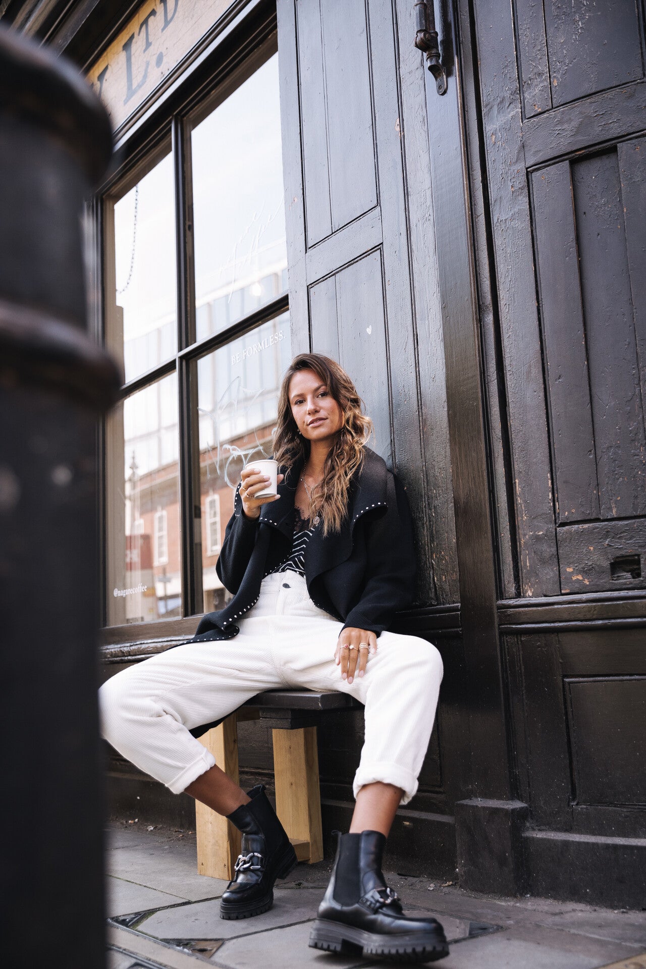 

Pantalon velours taille haute Femme Lara Veluto egret | Freeman T. Porter