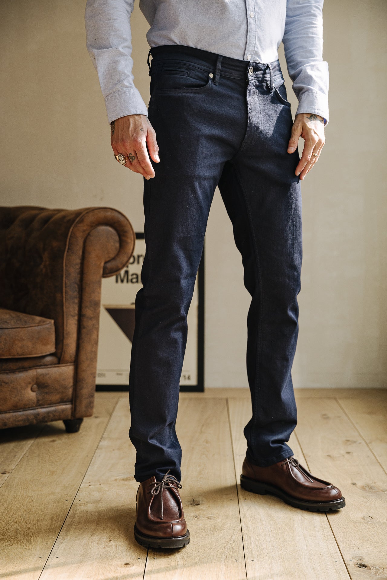 

Gerade geschnittene Hose Herren Jimmy New Magic Color Oil dark navy | Freeman T. Porter