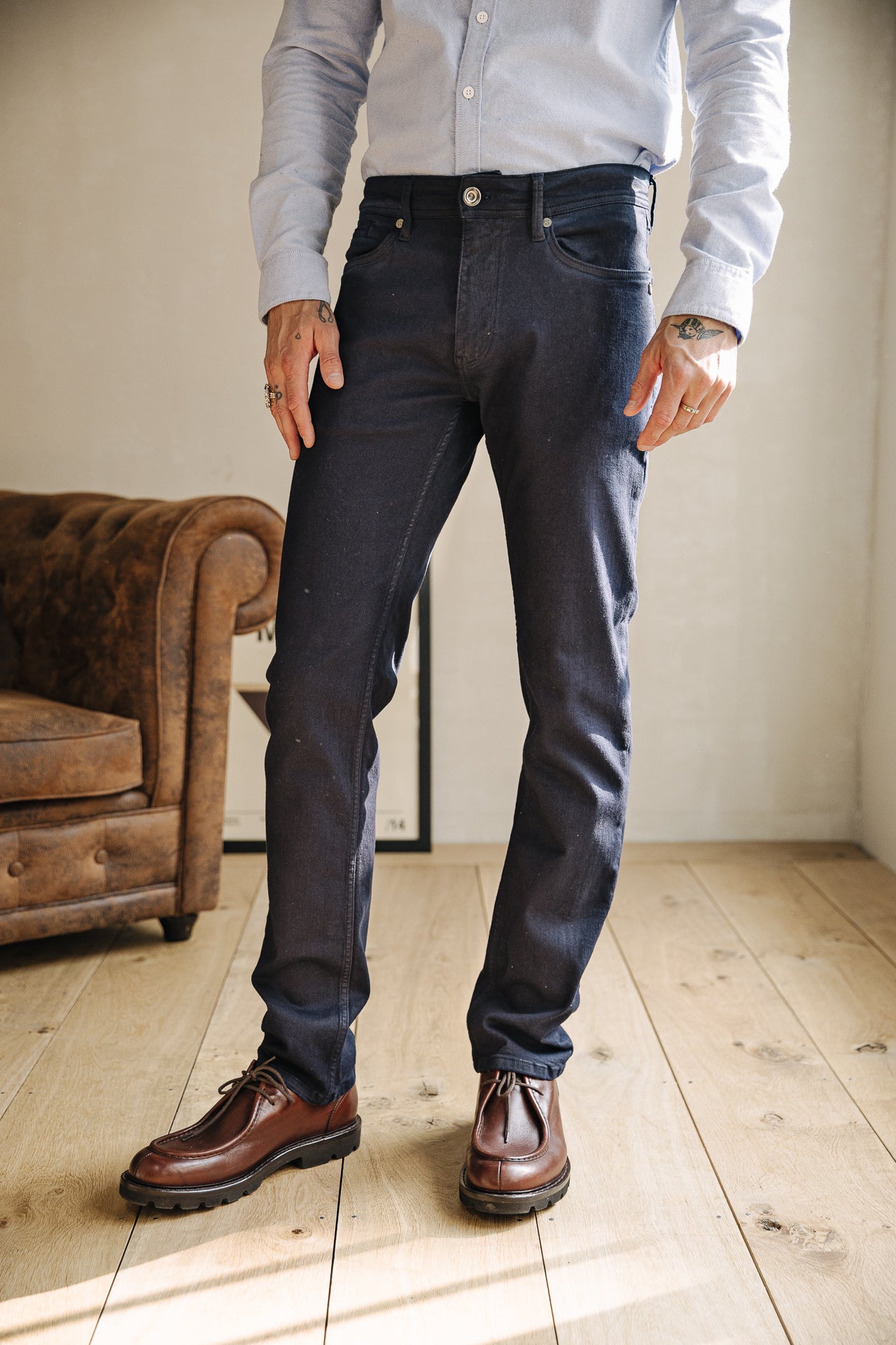 

Gerade geschnittene Hose Herren Jimmy New Magic Color Oil dark navy | Freeman T. Porter