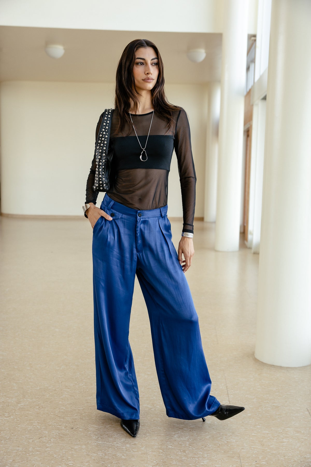 

City flare broek Dames Alison Silk bellwether blue | Freeman T. Porter