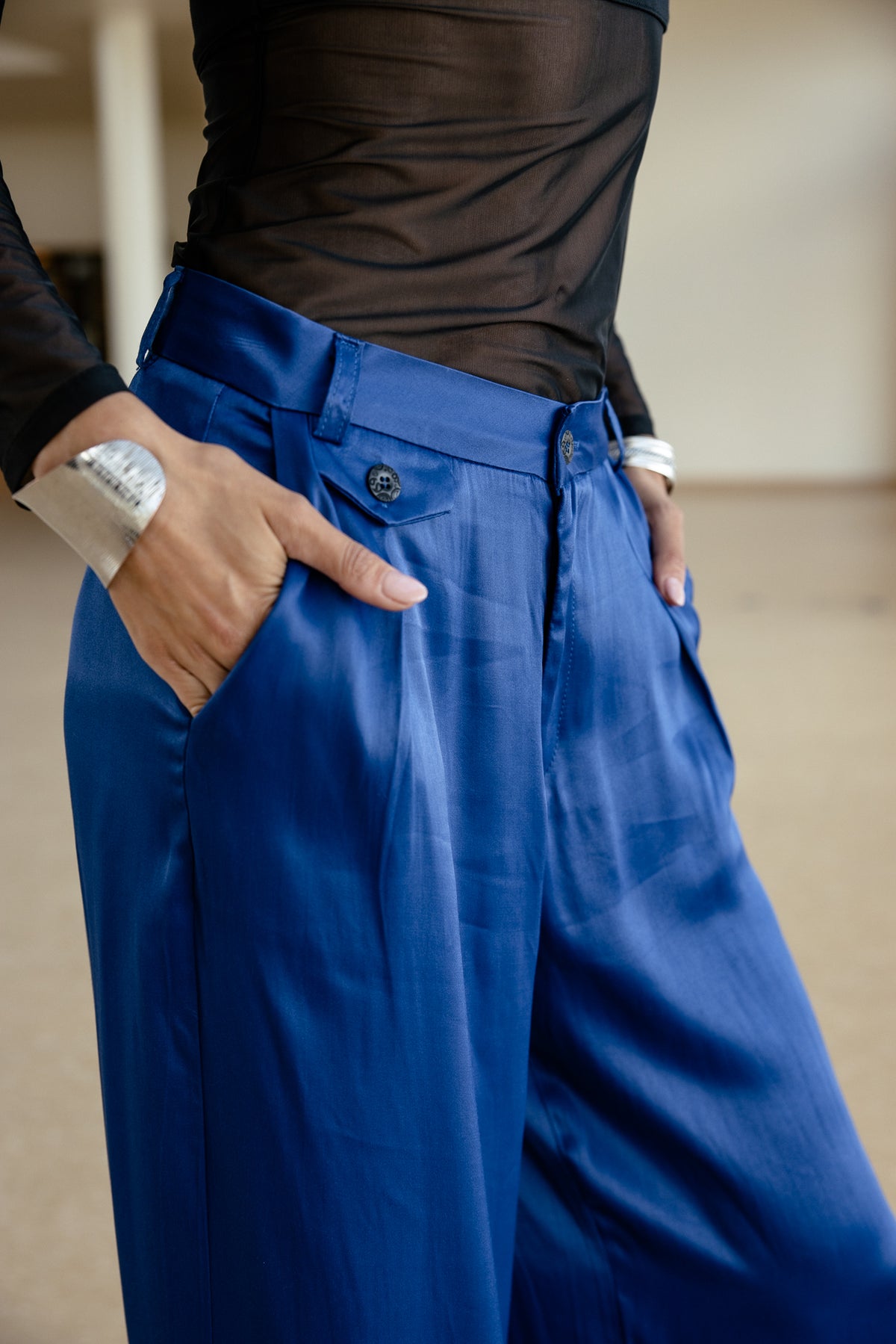 

City flare broek Dames Alison Silk bellwether blue | Freeman T. Porter