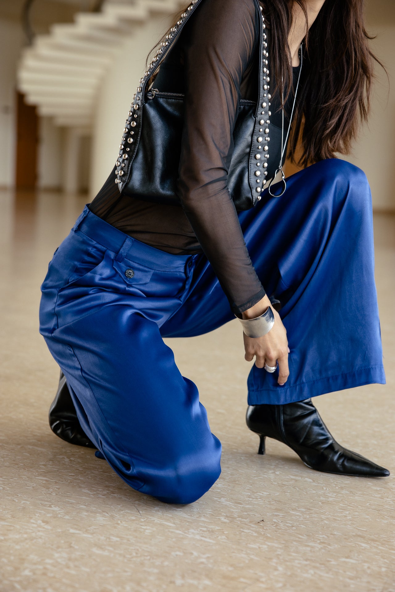 

City flare broek Dames Alison Silk bellwether blue | Freeman T. Porter