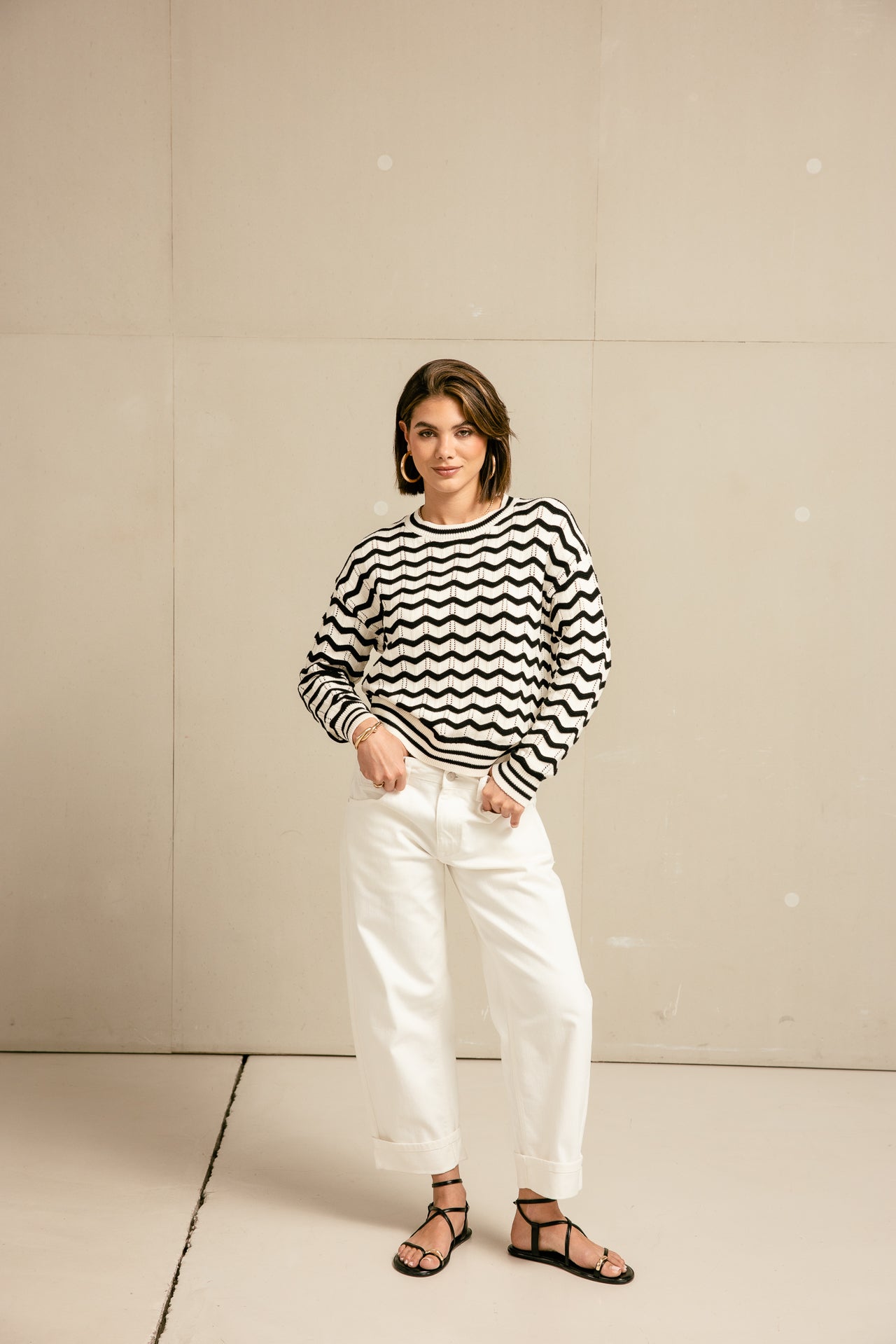 

Suéter de punto Mujer Panella white & black | Freeman T. Porter