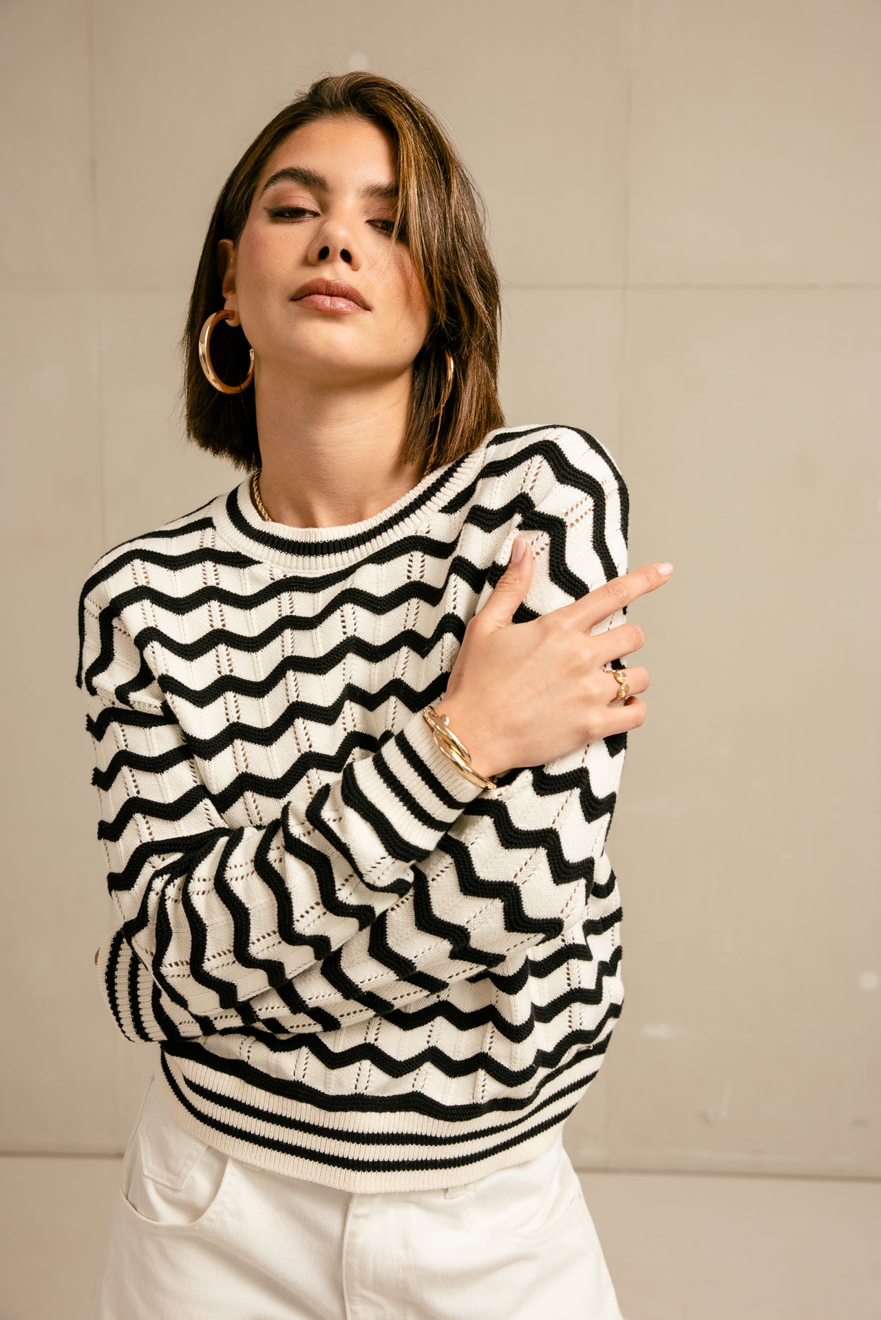 

Suéter de punto Mujer Panella white & black | Freeman T. Porter