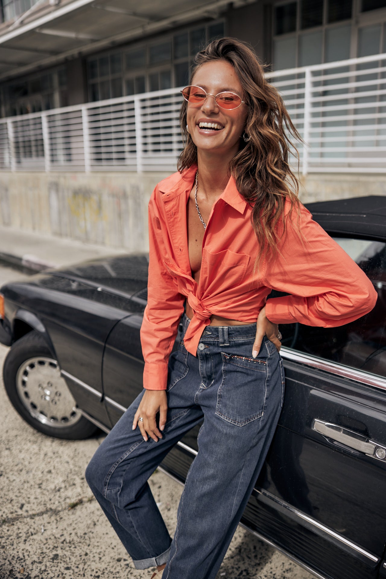 

Chemise oversize Femme Chella Plain Color hot coral | Freeman T. Porter
