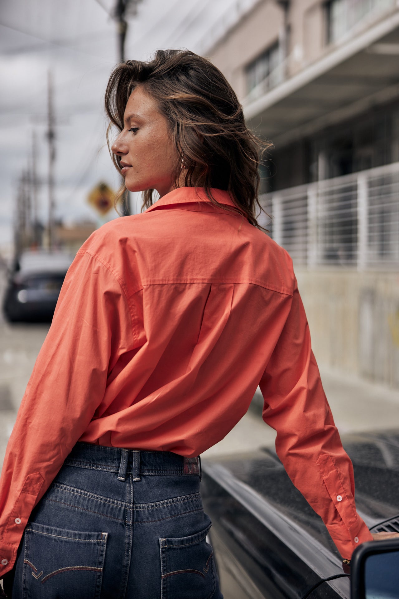 

Chemise oversize Femme Chella Plain Color hot coral | Freeman T. Porter