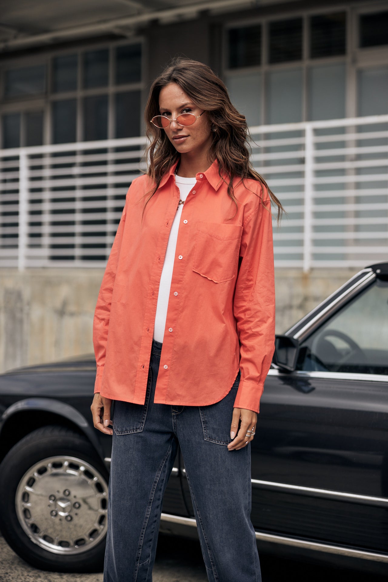 

Chemise oversize Femme Chella Plain Color hot coral | Freeman T. Porter