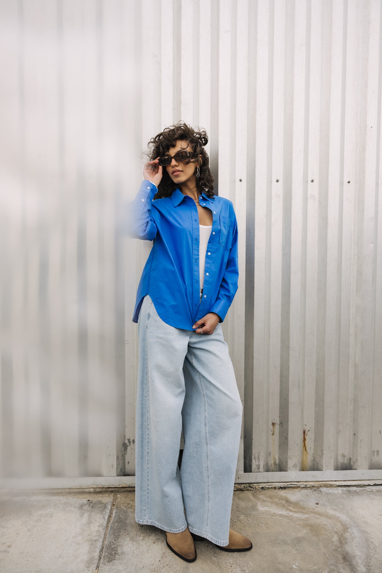 

Chemise oversize Femme Chella Plain Color french blue | Freeman T. Porter
