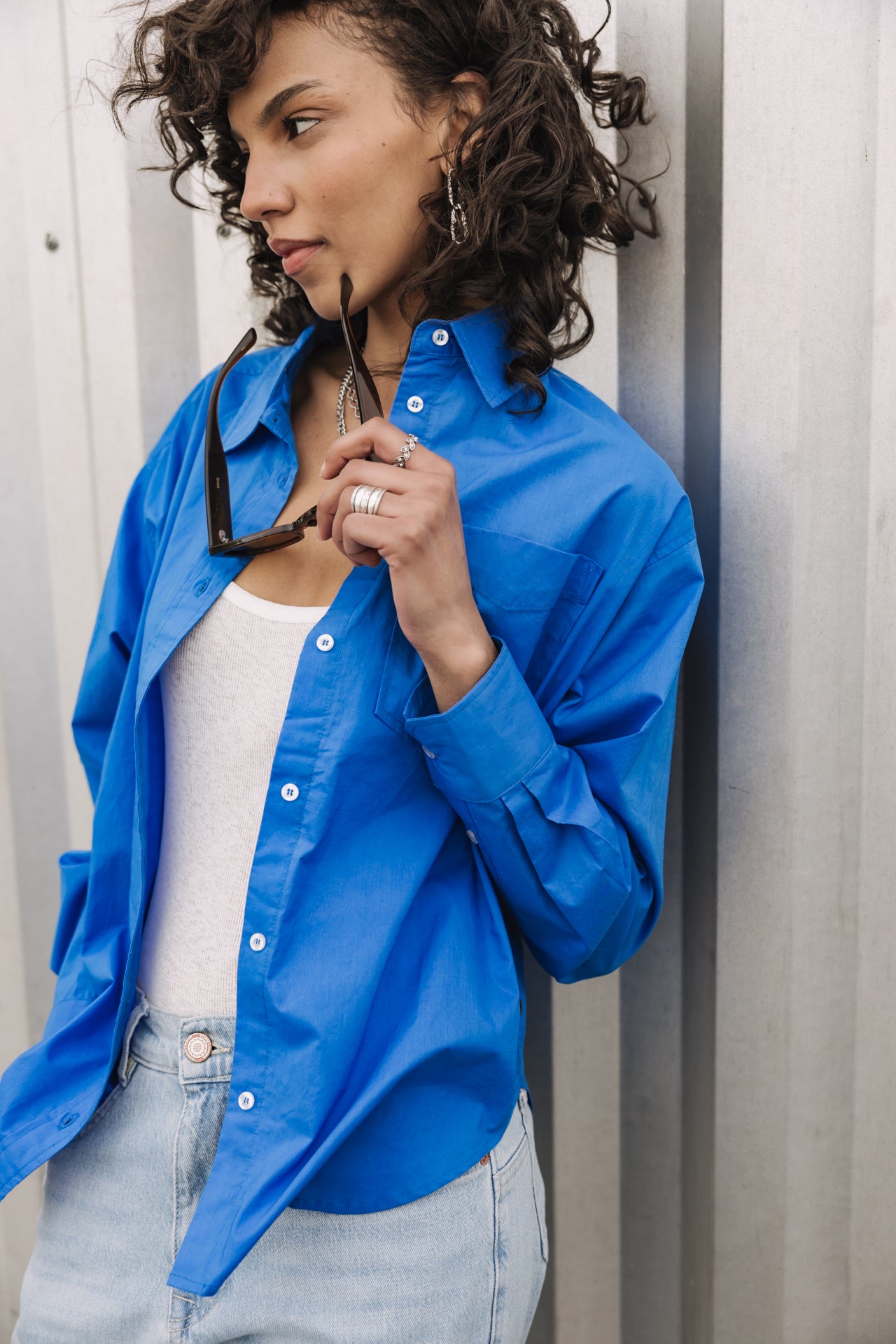 

Chemise oversize Femme Chella Plain Color french blue | Freeman T. Porter