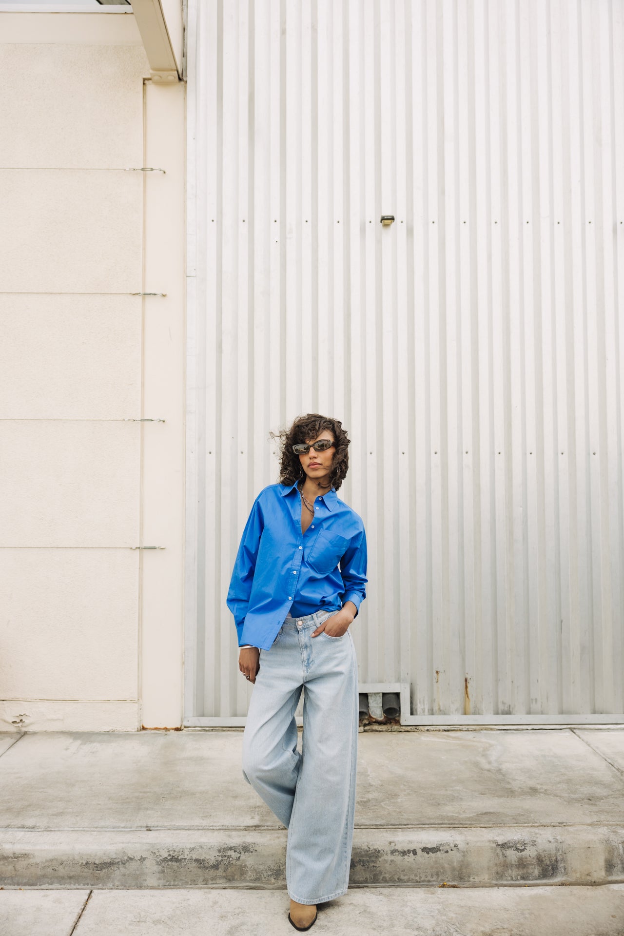 

Chemise oversize Femme Chella Plain Color french blue | Freeman T. Porter