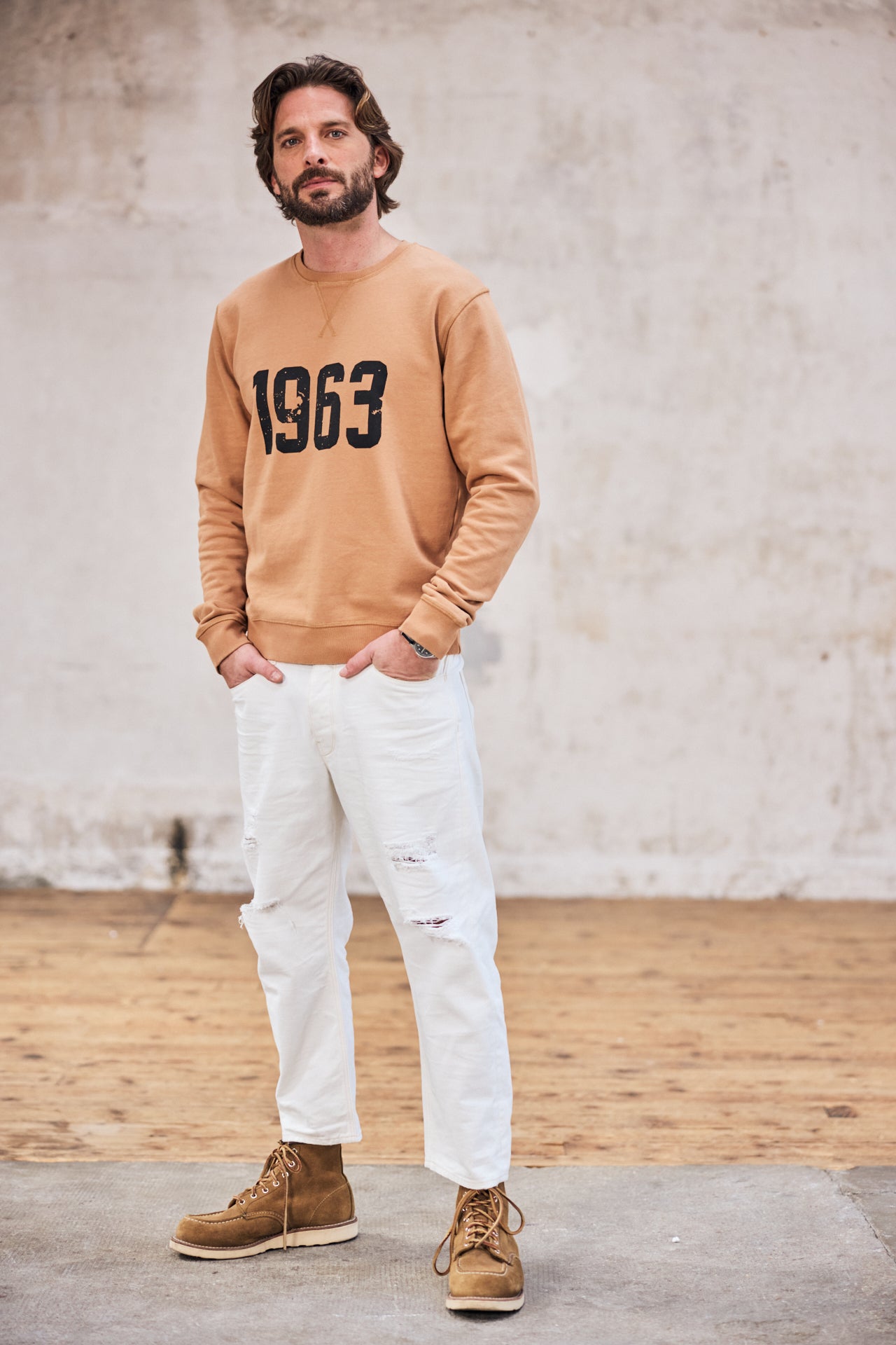 

Round-neck sweatshirt Men Baton 1963 wood thrush | Freeman T. Porter