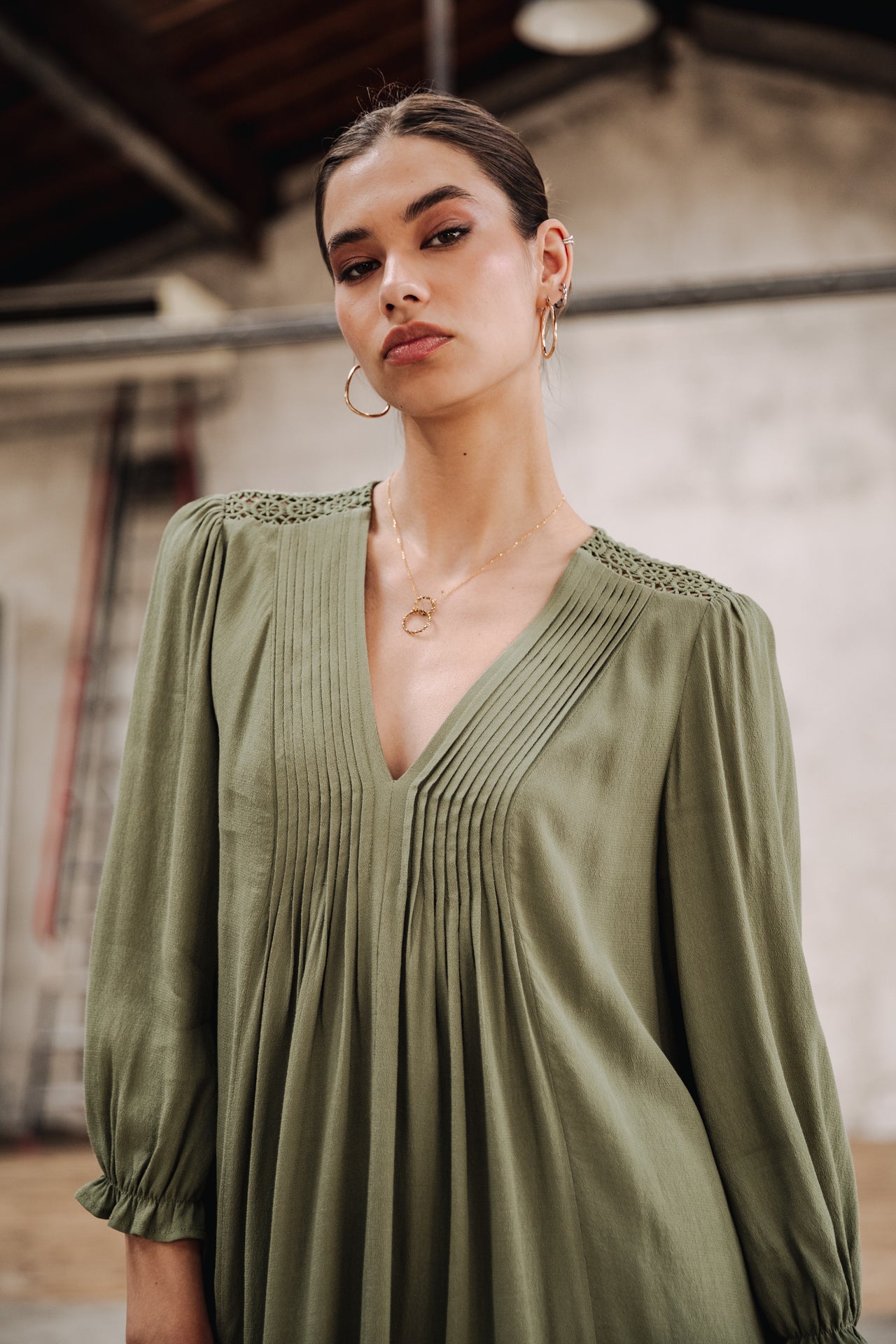 

Robe courte Femme Juna Plain Color olivine | Freeman T. Porter