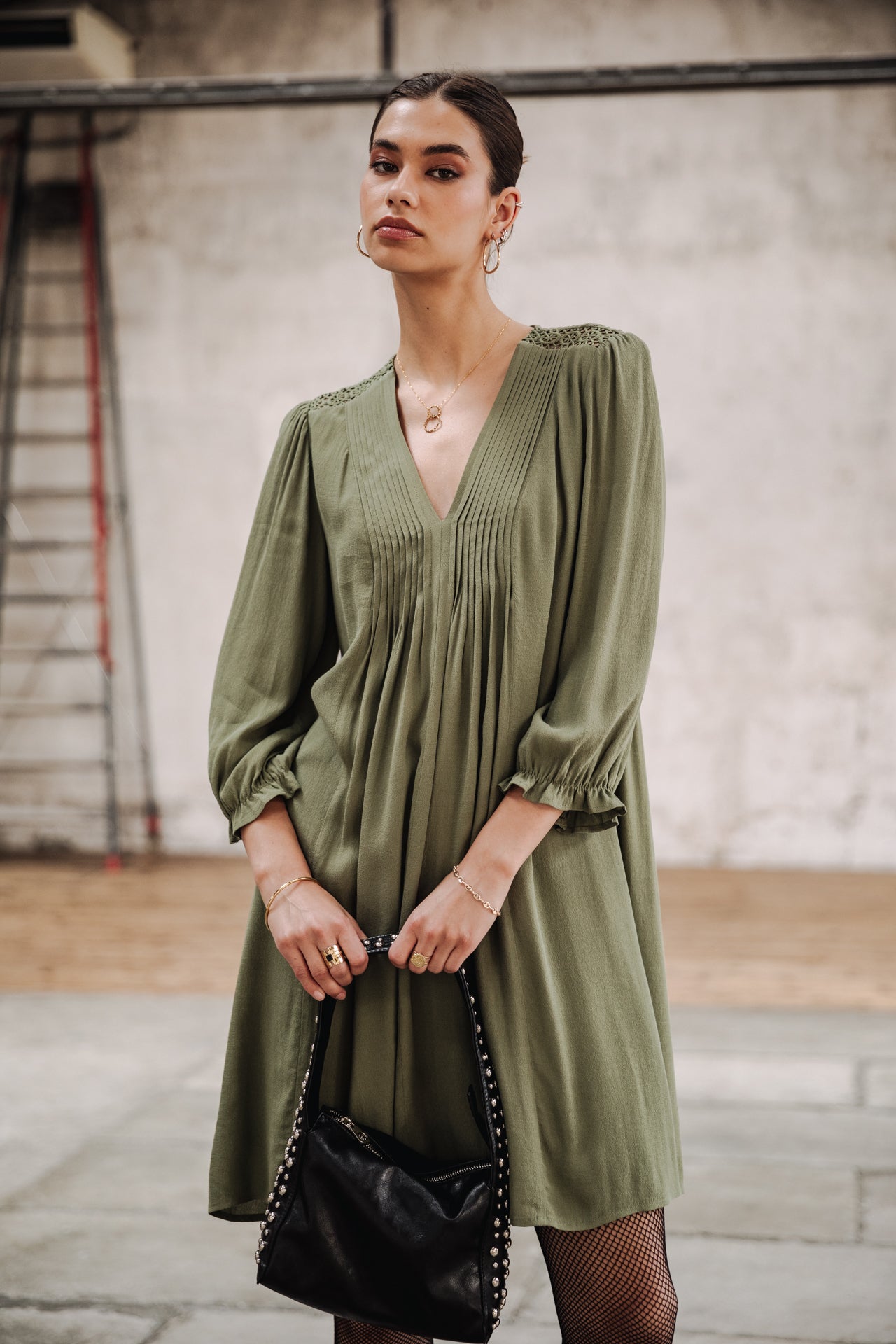 

Robe courte Femme Juna Plain Color olivine | Freeman T. Porter